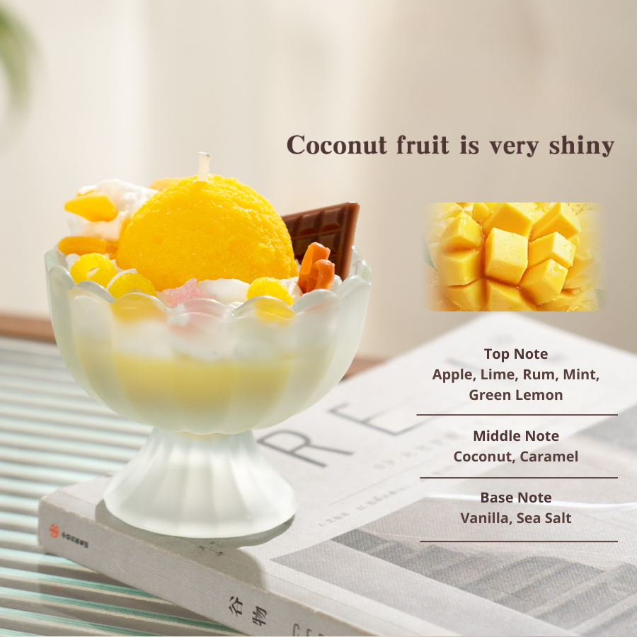 Fruit Ice Cream Creative and Beautifully Shaped Yogurt Cup Soy Wax Scented Candle, Dessert-Inspired Decorative Candle Gift for Birthday, Souvenir, Home Decor and Special Occasion Gifting