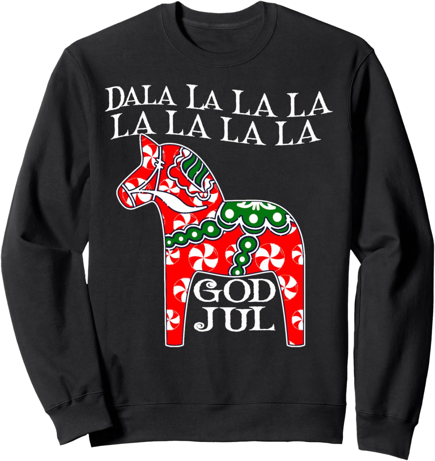 Funny Swedish Christmas God Jul Dala Horse Dalahost Sweatshirt
