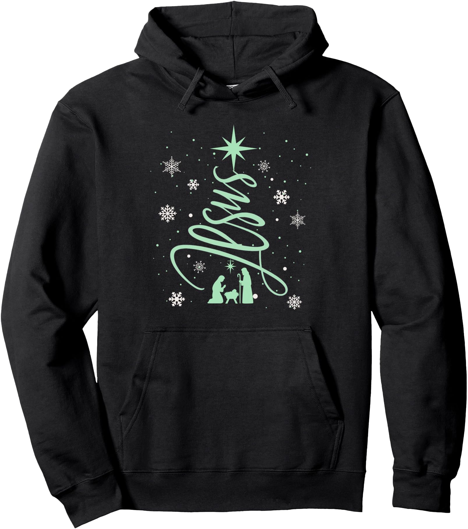 Jesus Tree Christian Christmas Faith Snowflakes Nativity Pullover Hoodie