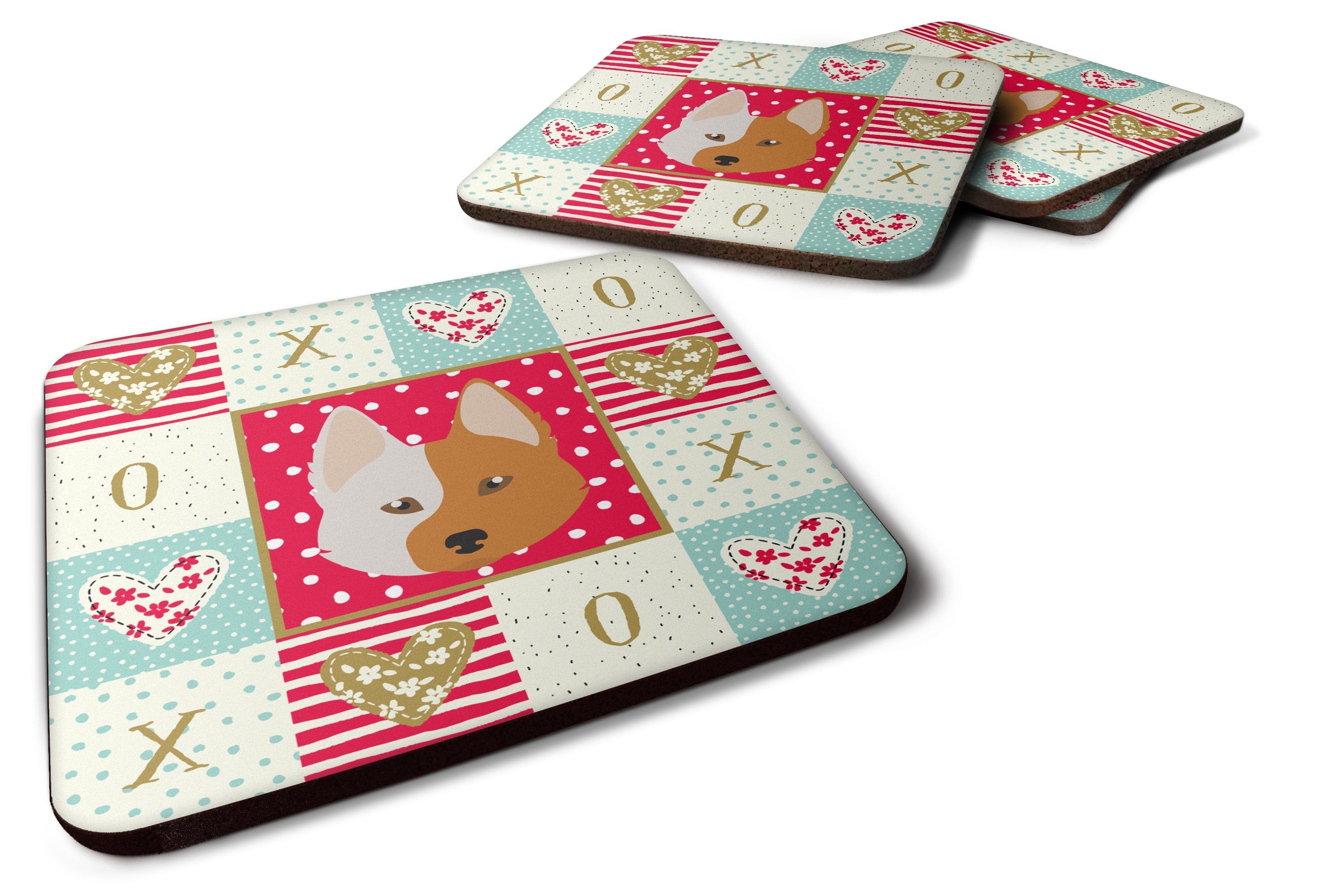 Nordic Spitz Love Coasters - Set of 4 Lightweight Foam, Absorbent Drink Coasters  CK5222FC