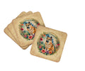 Norwegian Buhund and Flowers Coasters - Set of 4 Lightweight Foam, Absorbent Drink Coasters