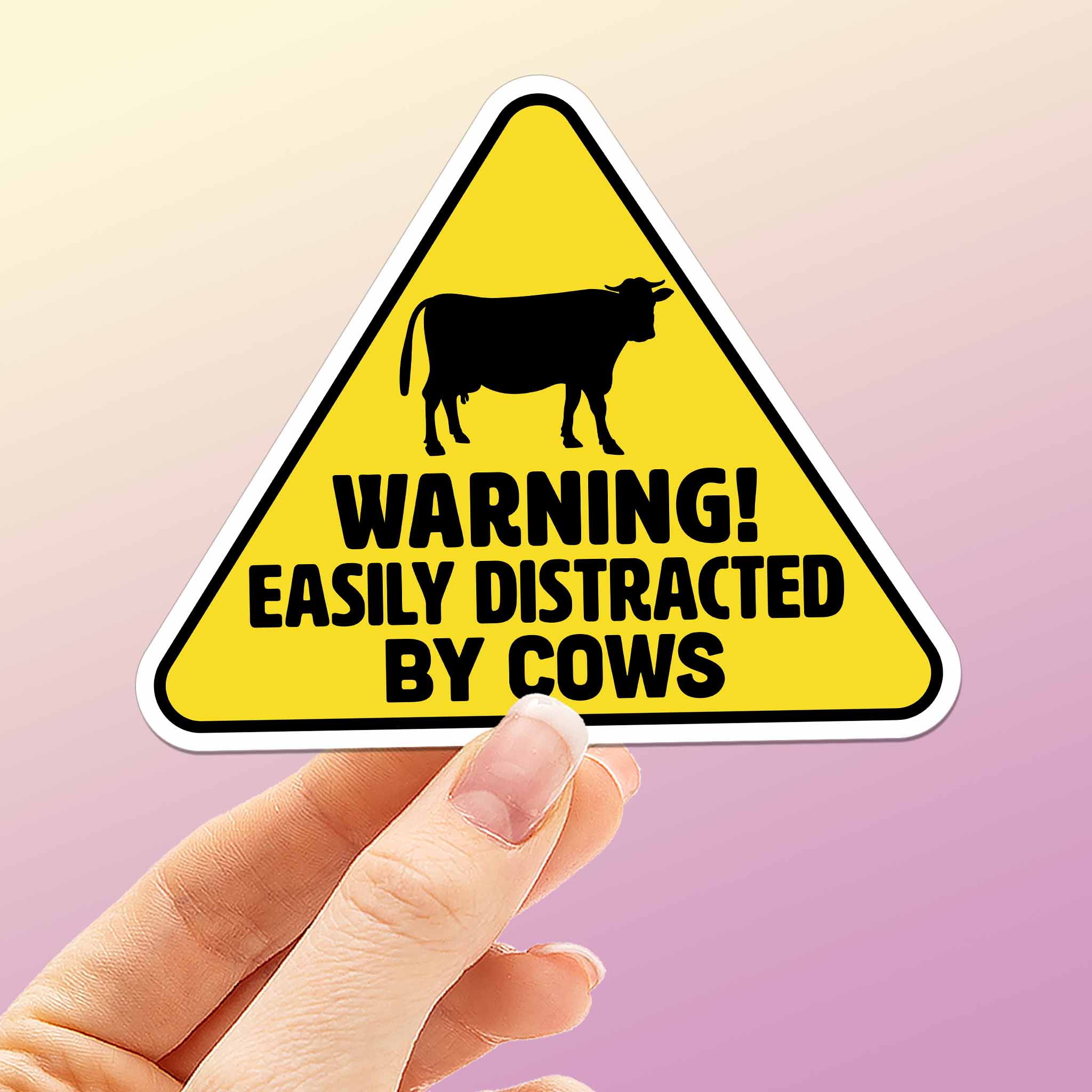 Easily Distracted by Cows Sticker - Funny Farm Decal