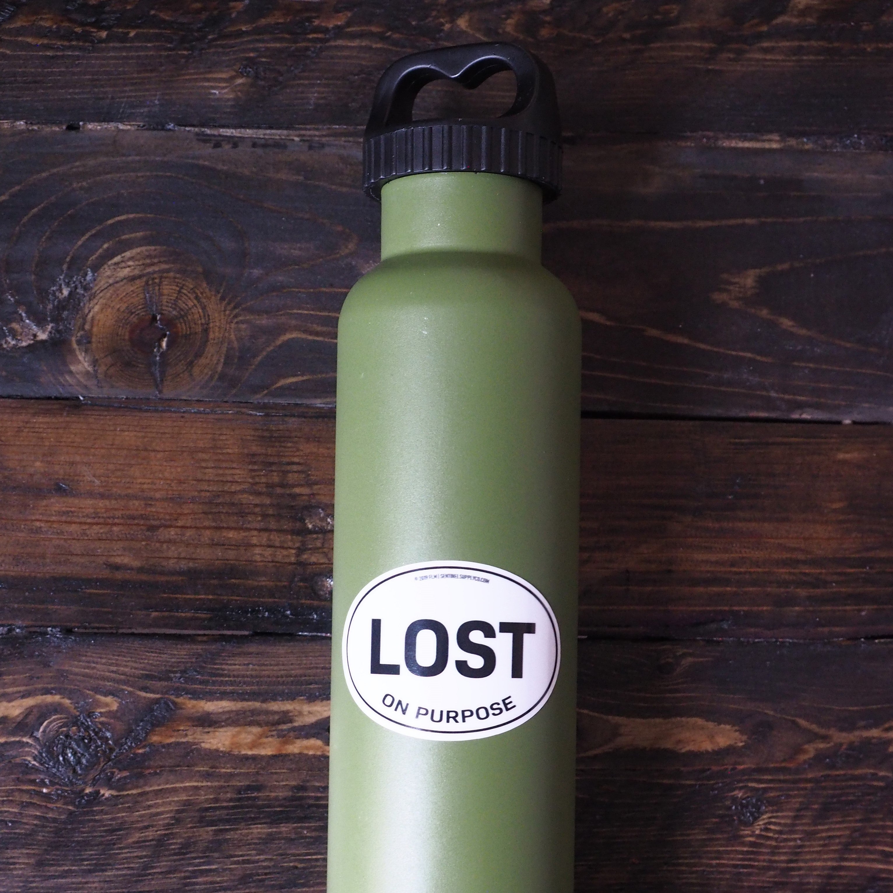 Lost on Purpose White Oval Bumper Sticker - 3" & 4"