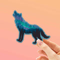 Northern Lights Wolf Sticker - Cool Aurora Decals