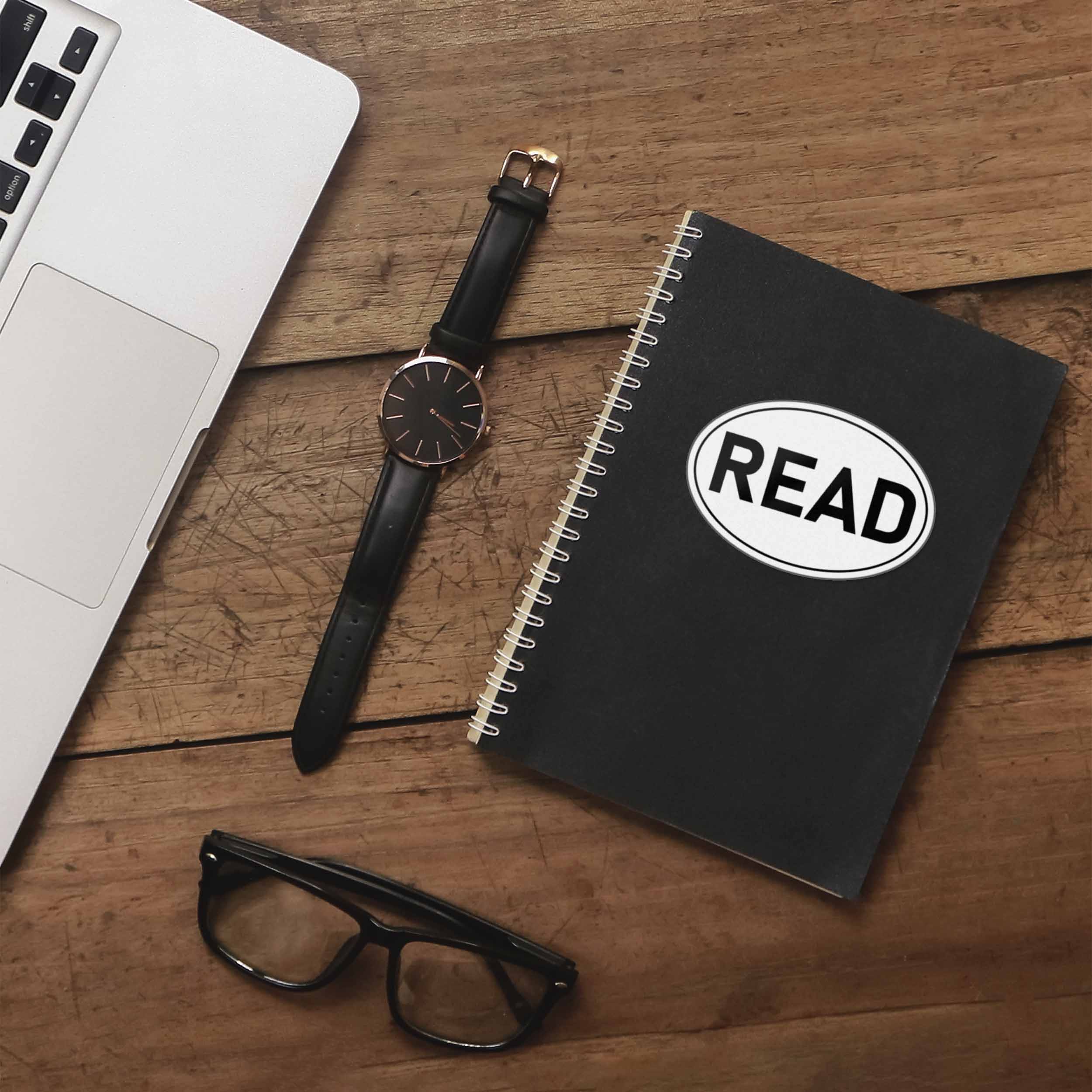 READ White Oval Bumper Sticker - Cute Book Decal