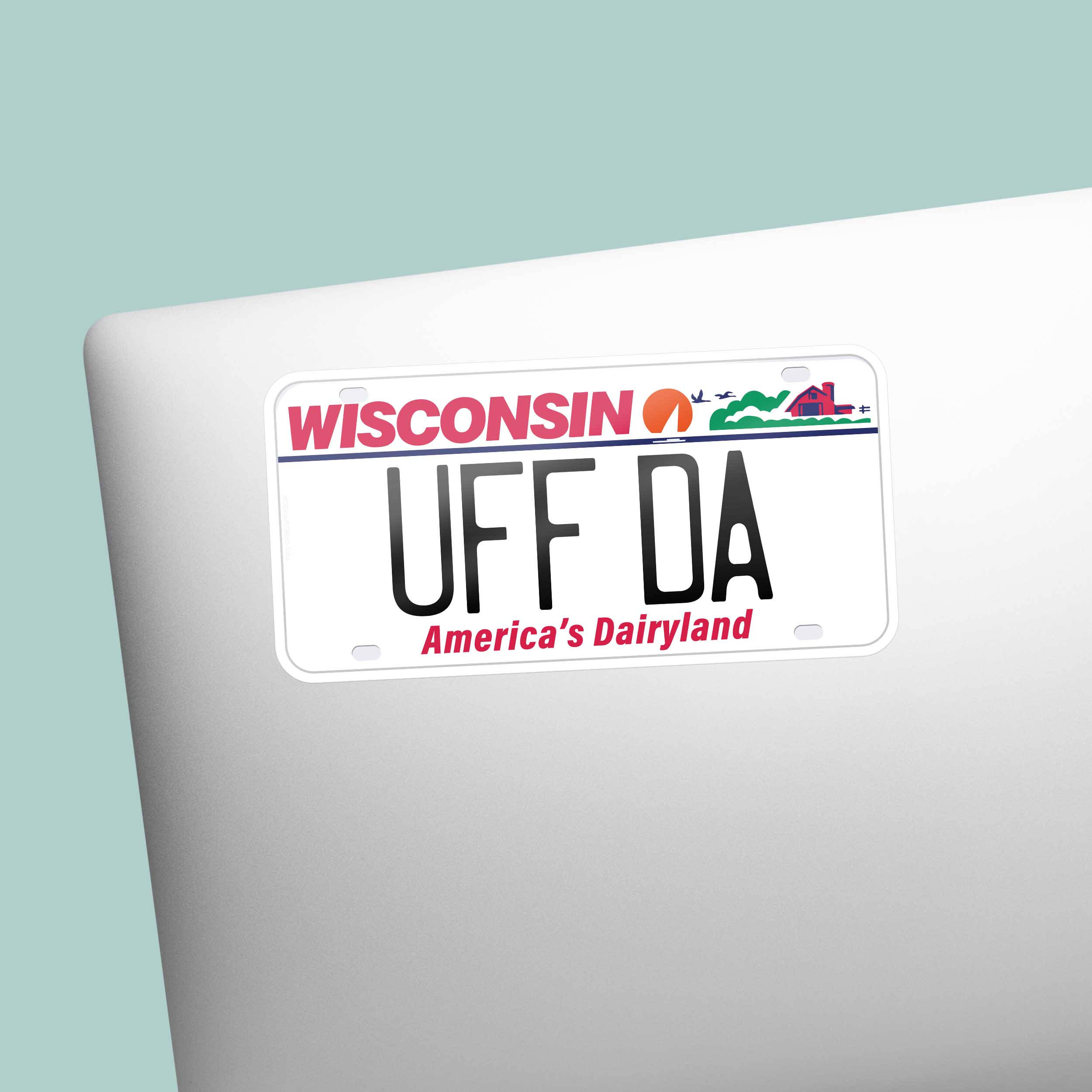 Uff Da Wisconsin License Plate Sticker