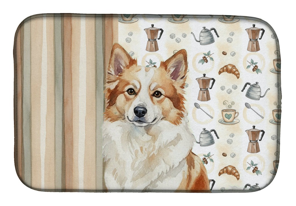 Tan Icelandic Sheepdog Coffee Bar Dish Drying Mat