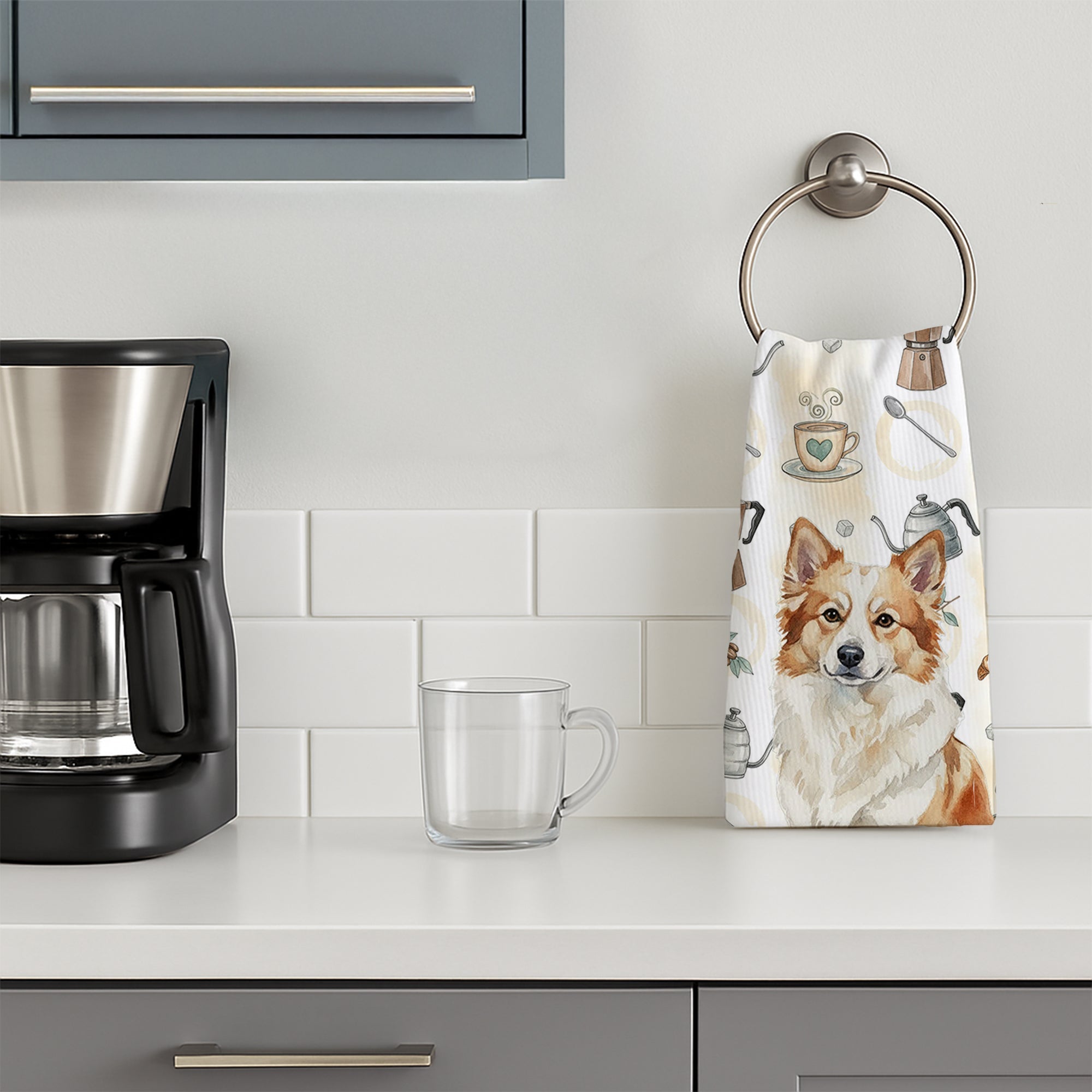 Tan Icelandic Sheepdog Coffee Bar Kitchen Towel