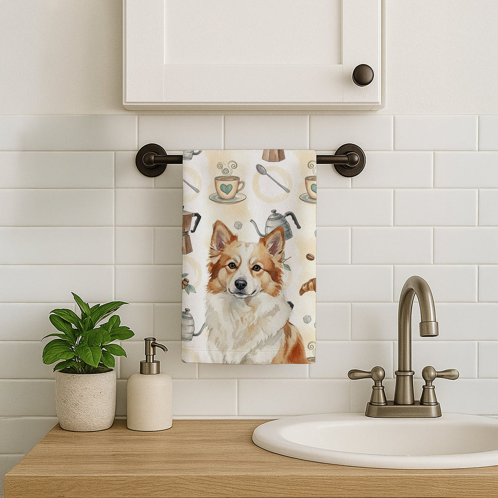 Tan Icelandic Sheepdog Coffee Bar Kitchen Towel