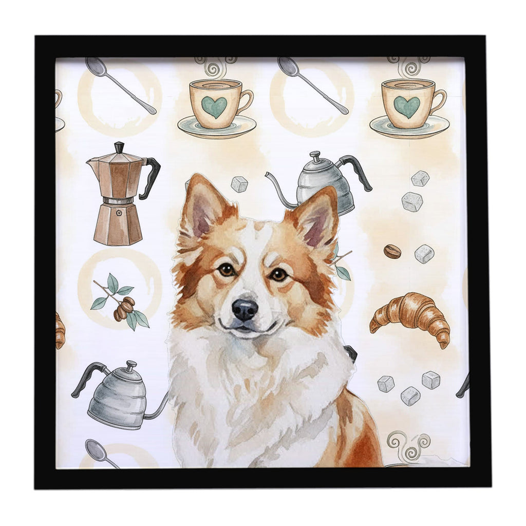 Tan Icelandic Sheepdog Coffee Bar Framed Metal Print