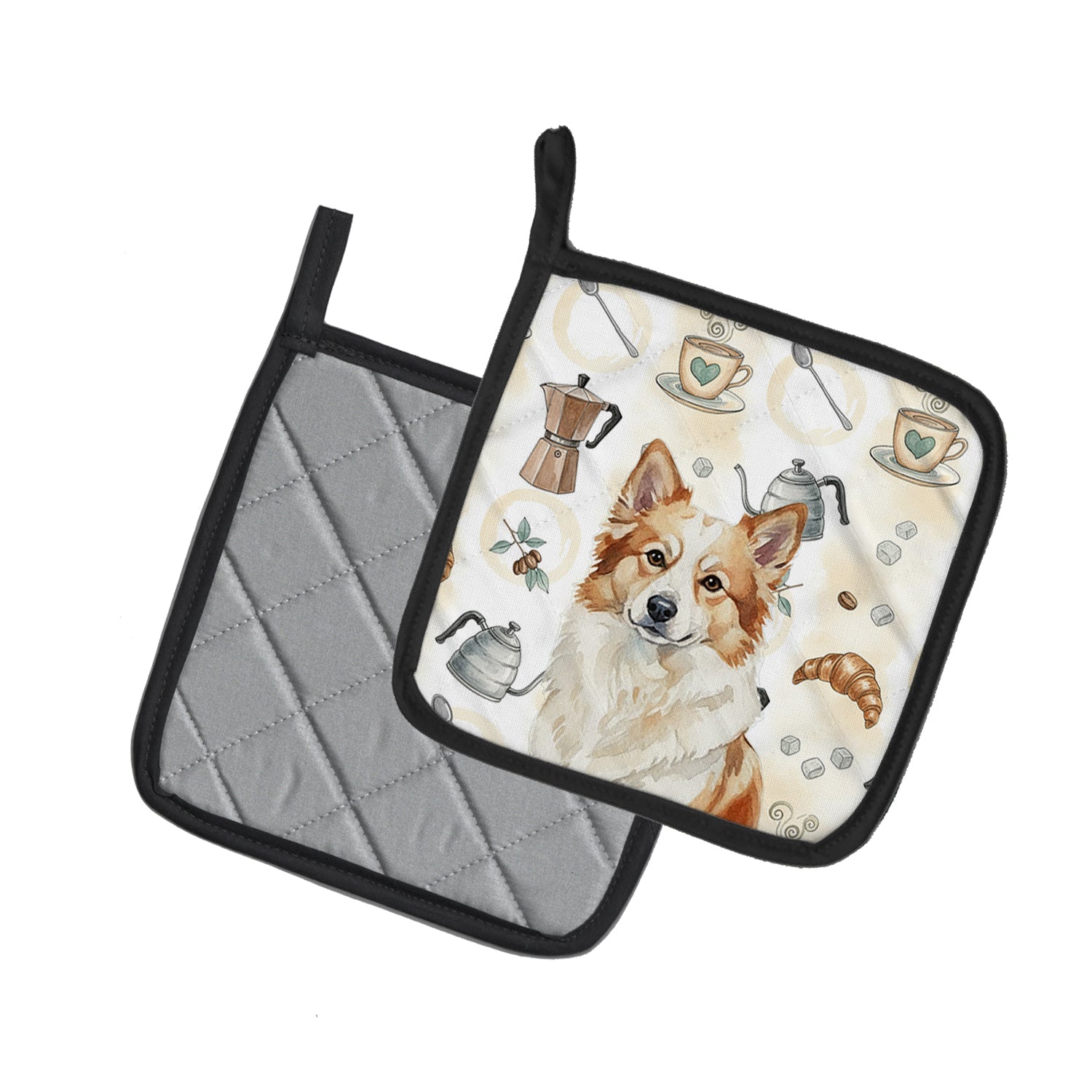 Tan Icelandic Sheepdog Coffee Bar Pair of Pot Holders