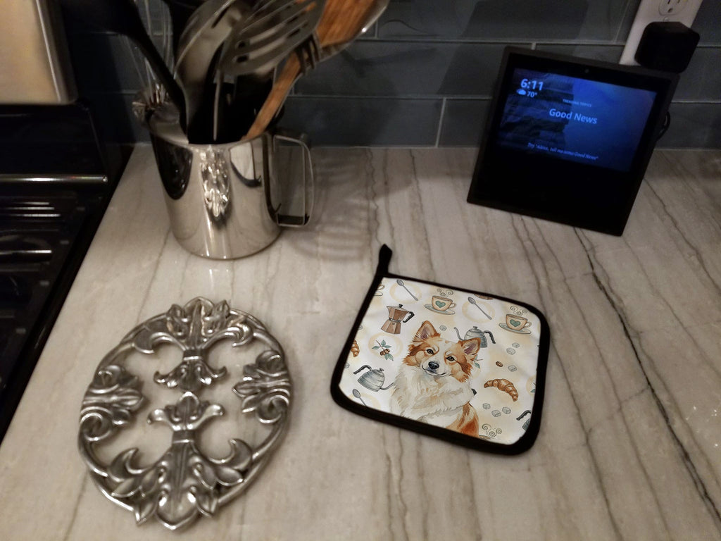 Tan Icelandic Sheepdog Coffee Bar Pair of Pot Holders