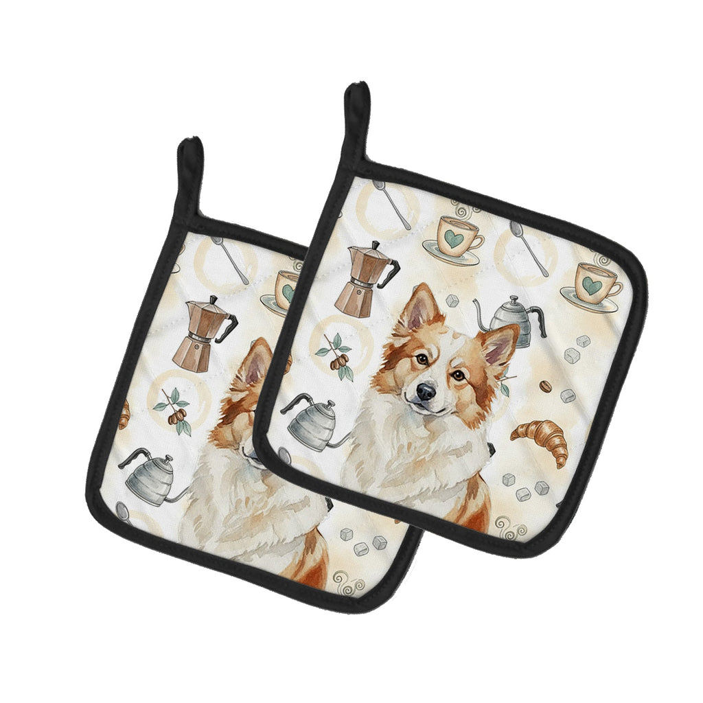 Tan Icelandic Sheepdog Coffee Bar Pair of Pot Holders