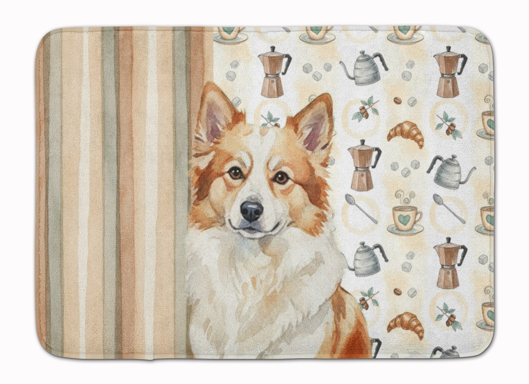 Tan Icelandic Sheepdog Coffee Bar Memory Foam Kitchen Mat
