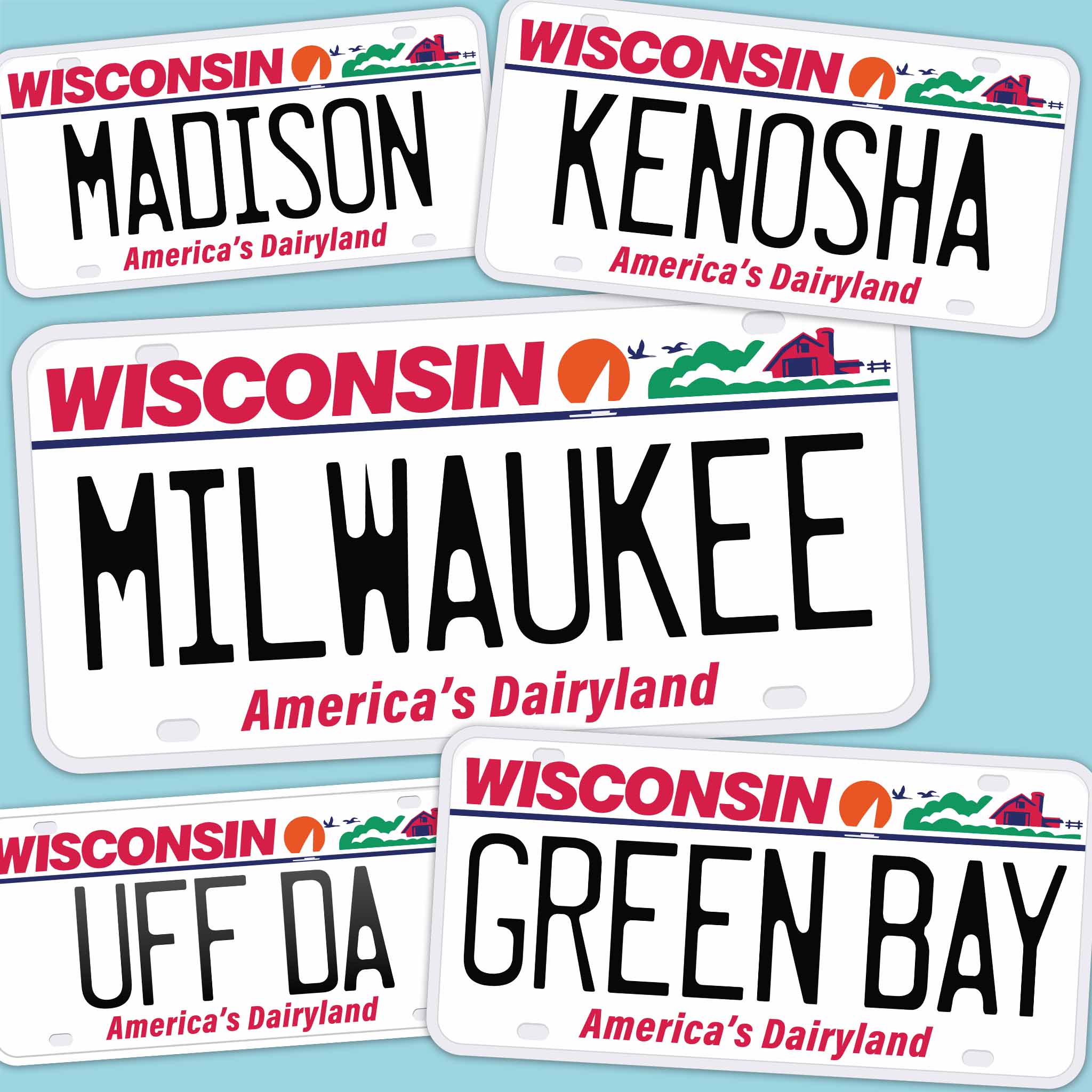 Wisconsin License Plate Sticker - Choose from 10+ WI Cities & Sayings