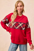 I am a Fashion Junky Christmas Theme Plaid Block Sweatshirt with Binding