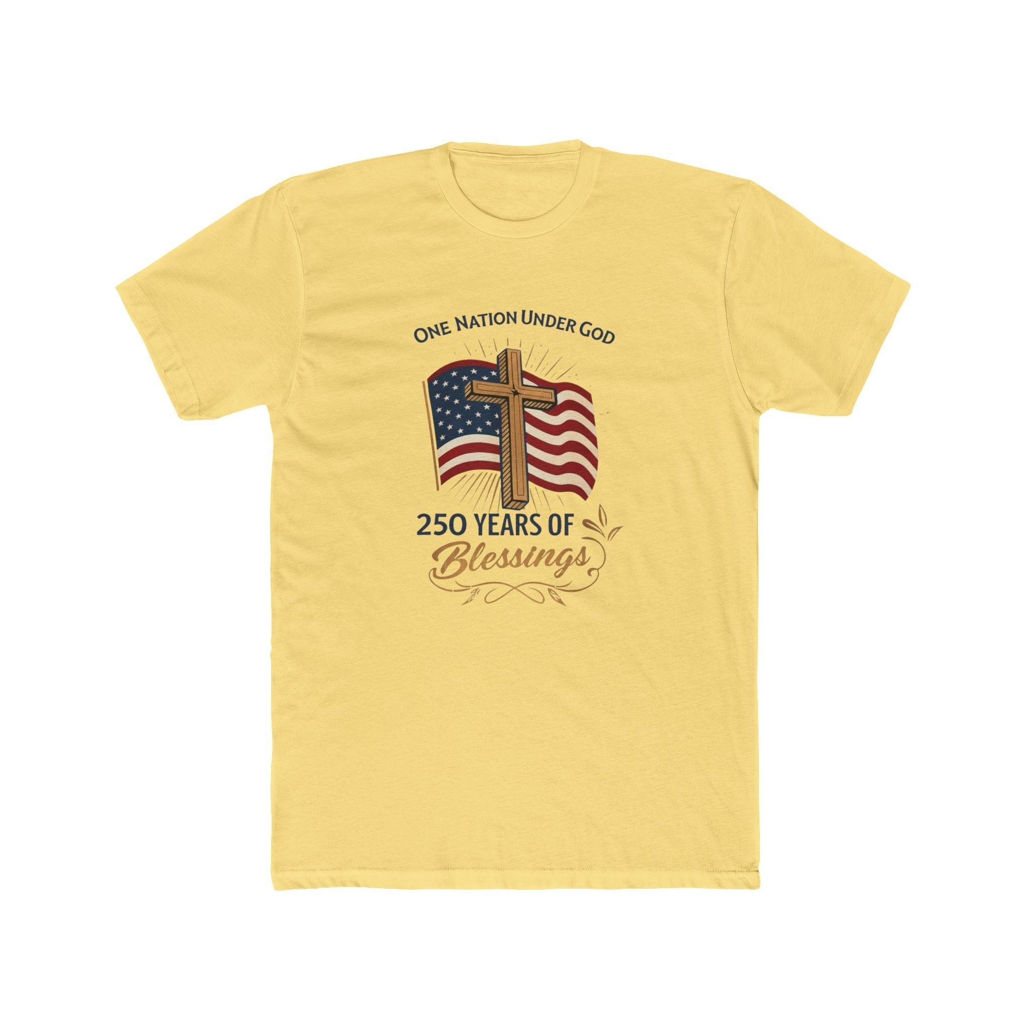 America: 250 Years of Blessings “One Nation Under God” Flag & Cross Patriotic T-Shirt