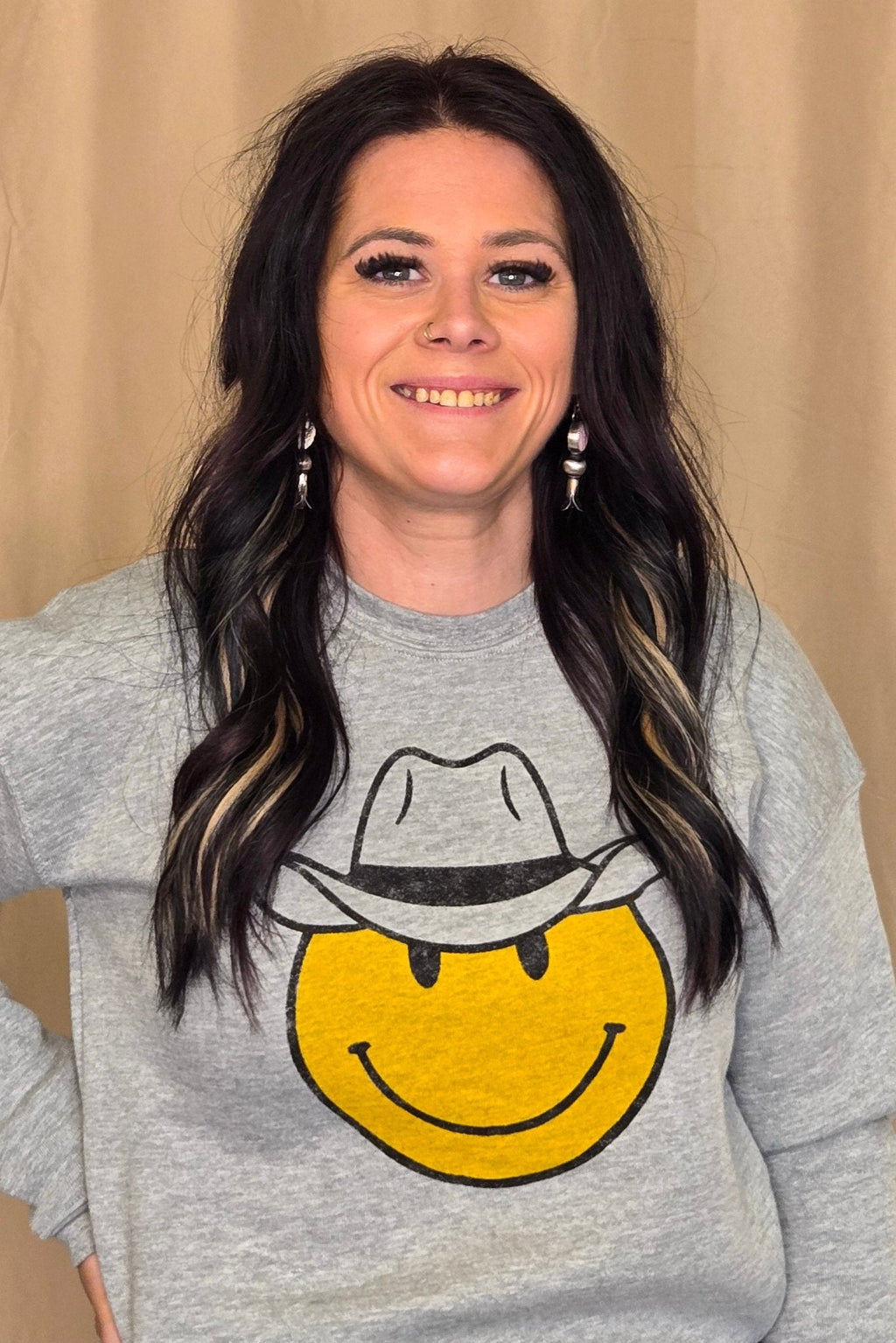 Cowboy Smiley Graphic Sweatshirt