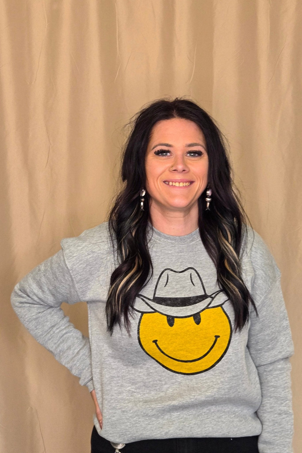 Cowboy Smiley Graphic Sweatshirt