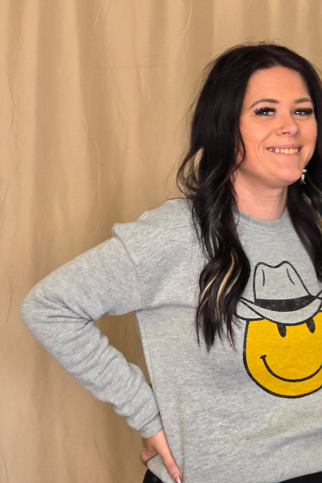 Cowboy Smiley Graphic Sweatshirt