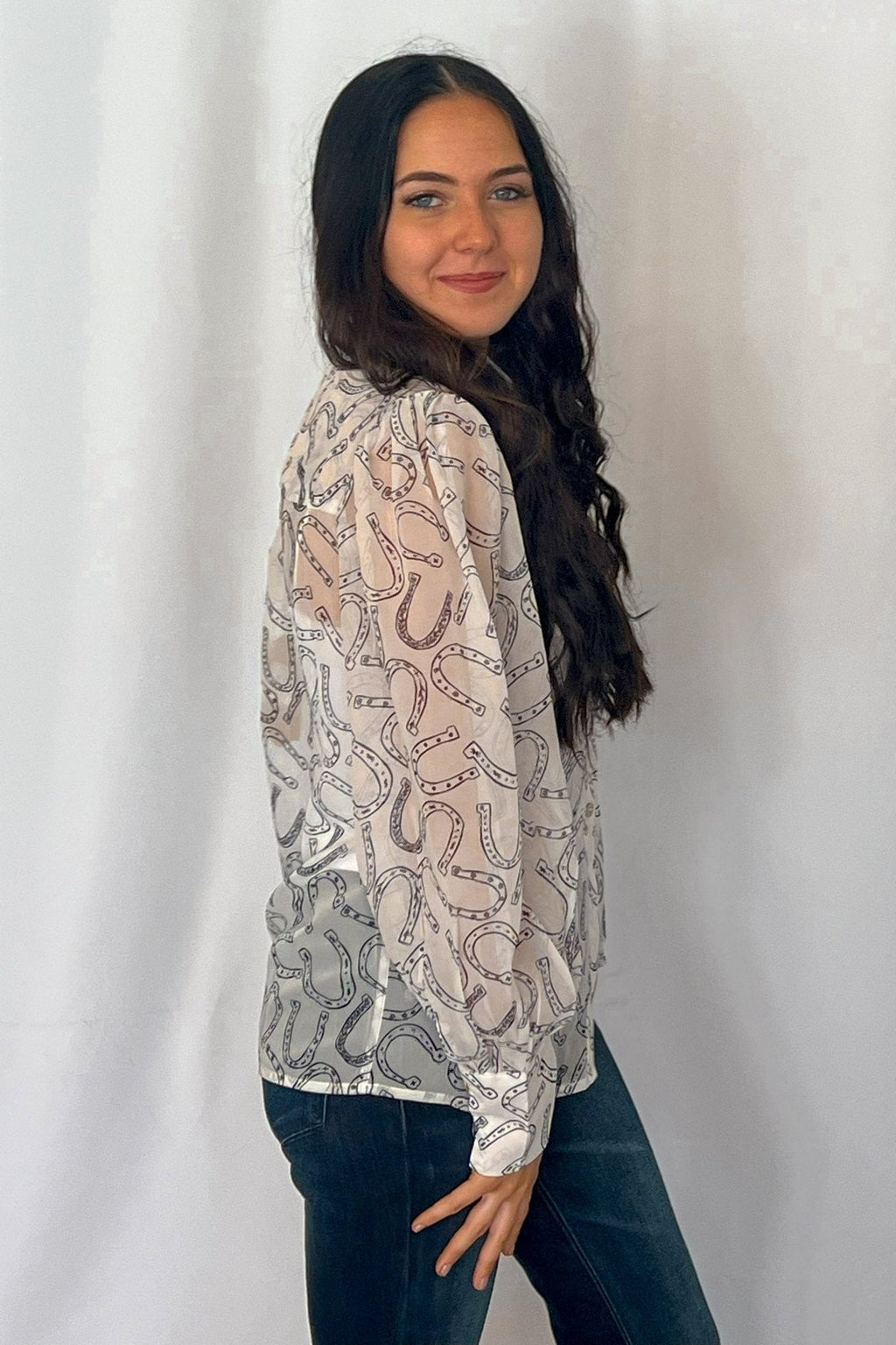 Horseshoe Print Blouse - Small and Large remaining
