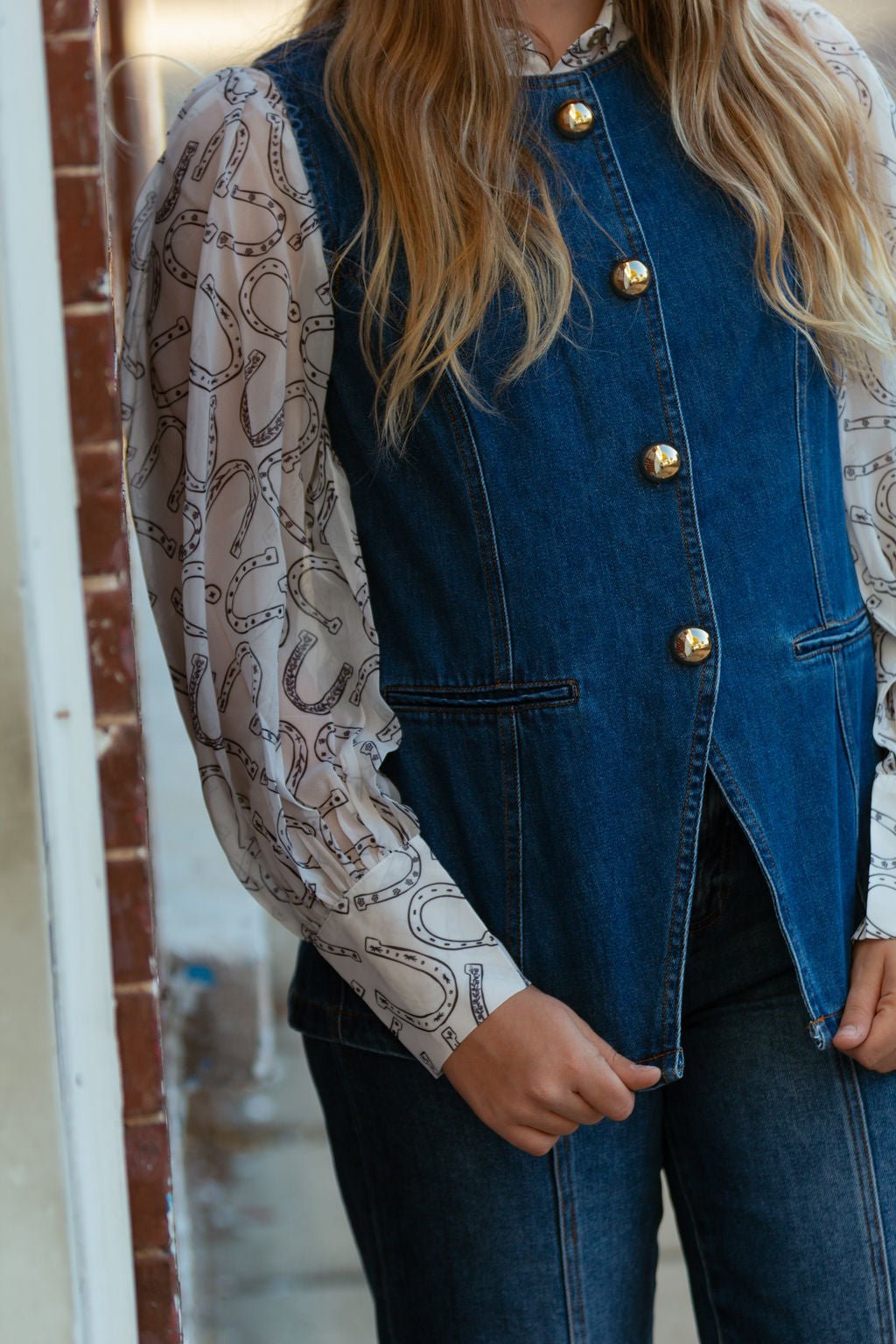 Horseshoe Print Blouse - Small and Large remaining
