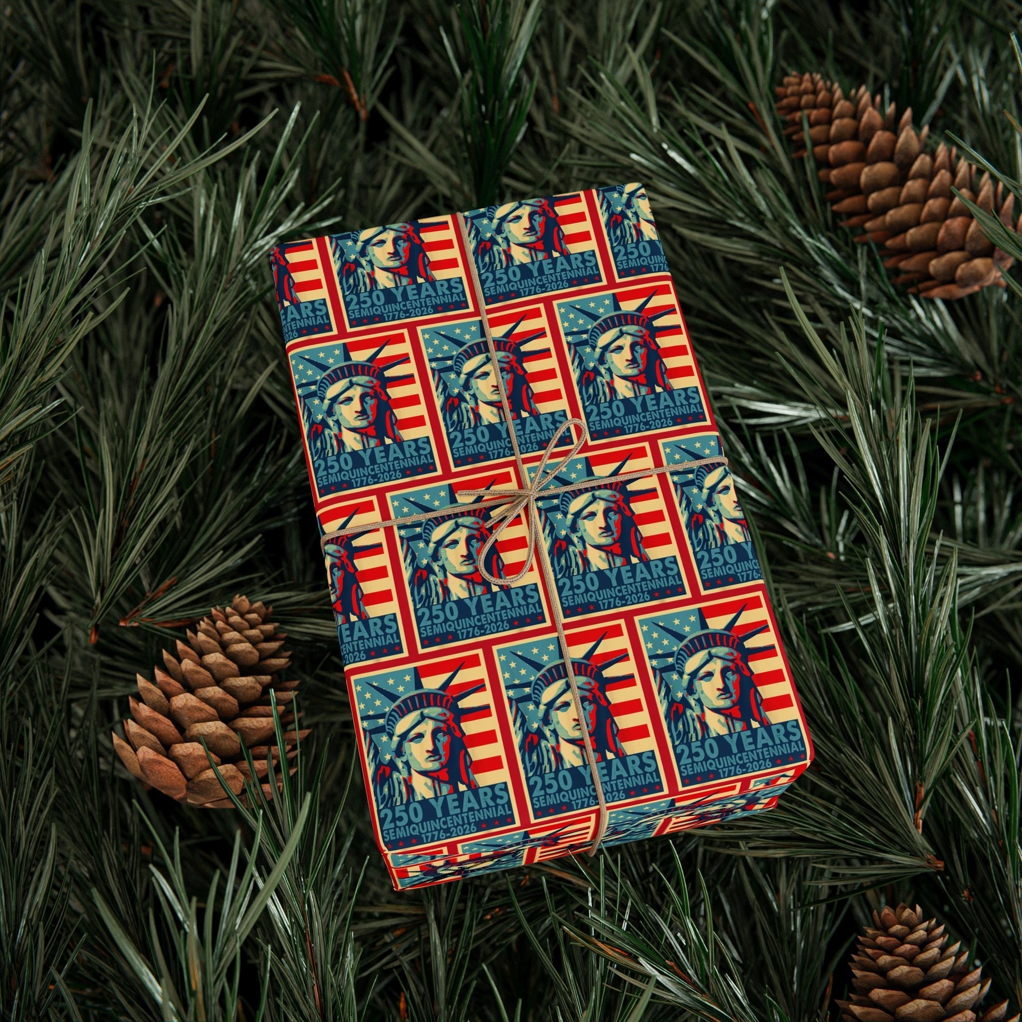 Liberty Semiquicentennial Custom Wrapping Paper Roll – America’s 250th Anniversary