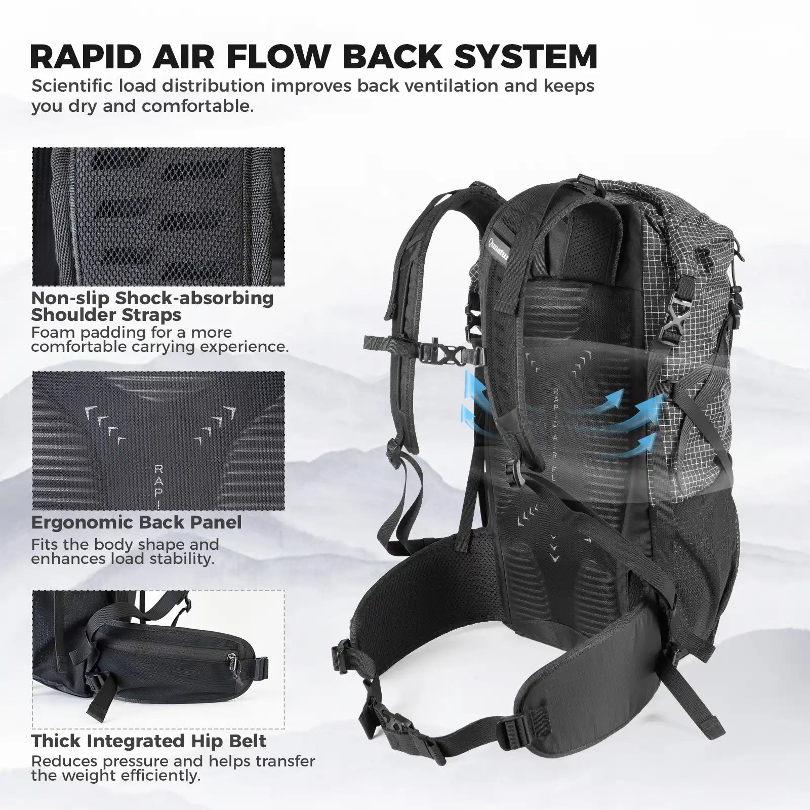 Large-capacity Hiking Backpack, Outdoor Lightweight & Waterproof Daypack, 30-35L